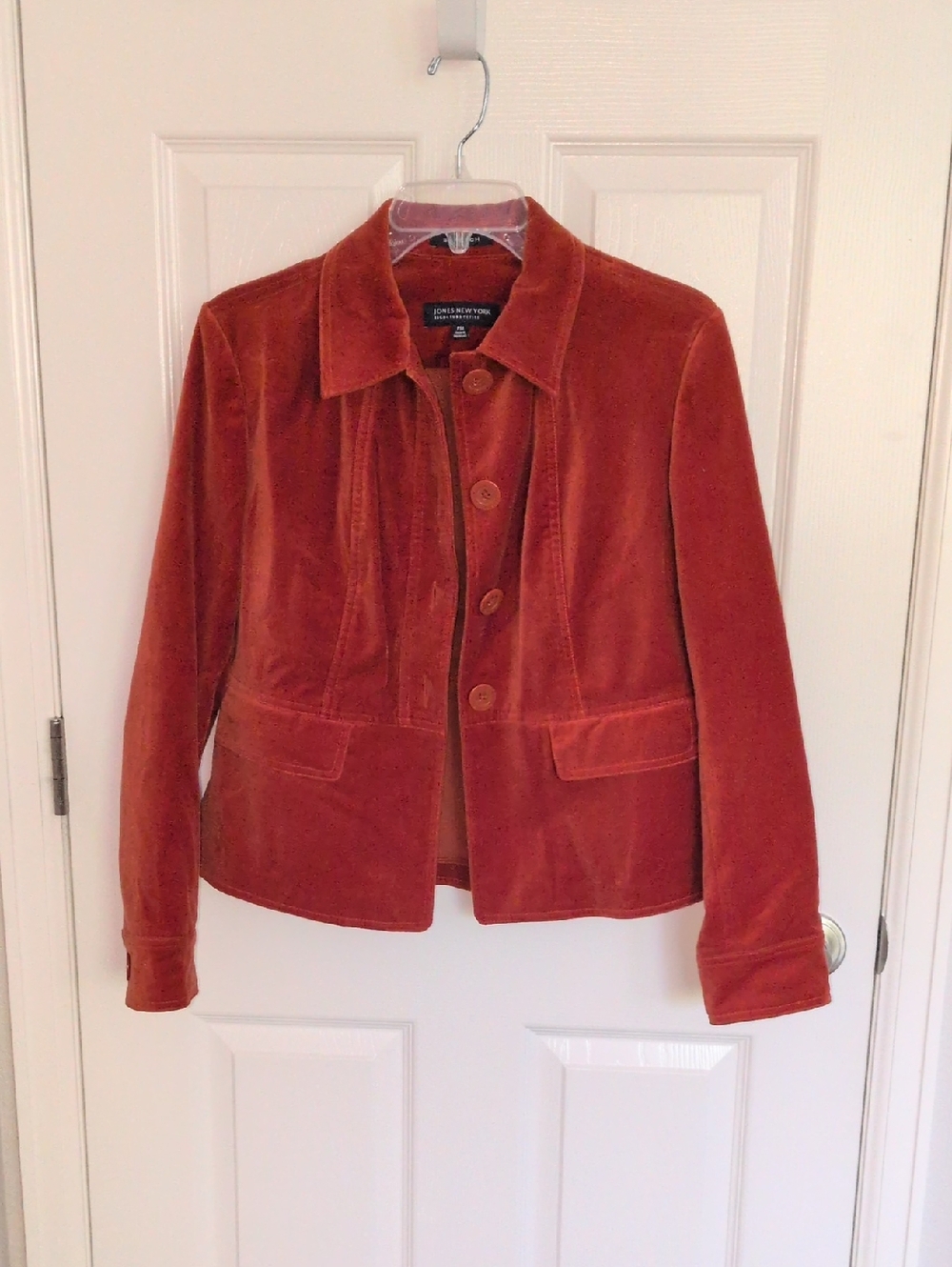 Jones New York Signature Rust Orange Colored Velour Stretch Blazer - PM